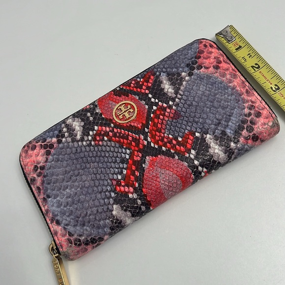 Tory Burch Python Print Leather Wallet 7.5” x 4” Pink Lilac Purple Colors - Picture 11 of 11